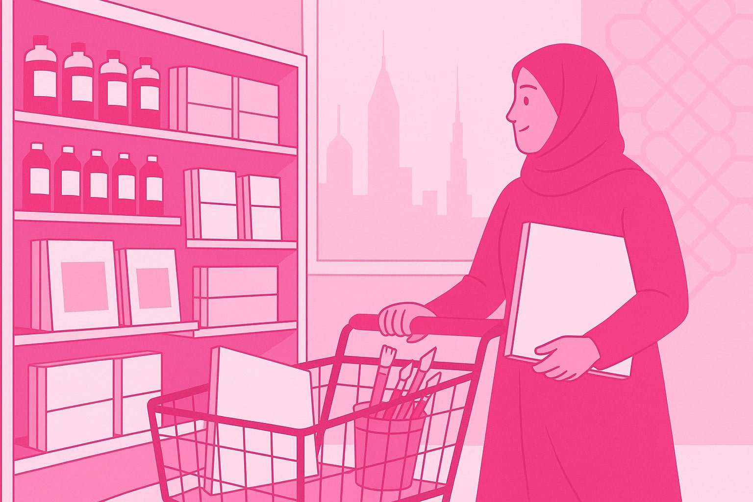 A Lady shopping for Art Supplies in the Middle East, THe Art Fair Guy Article